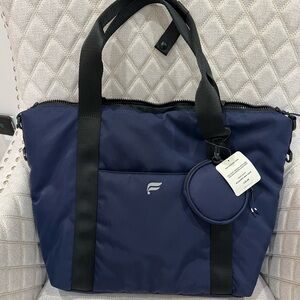 Navy Blue Tote Bag with Black Straps